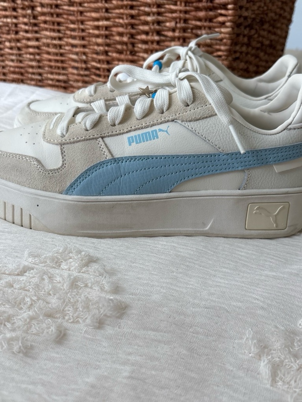 PUMA Suede Women's White & Light Blue Sneakers